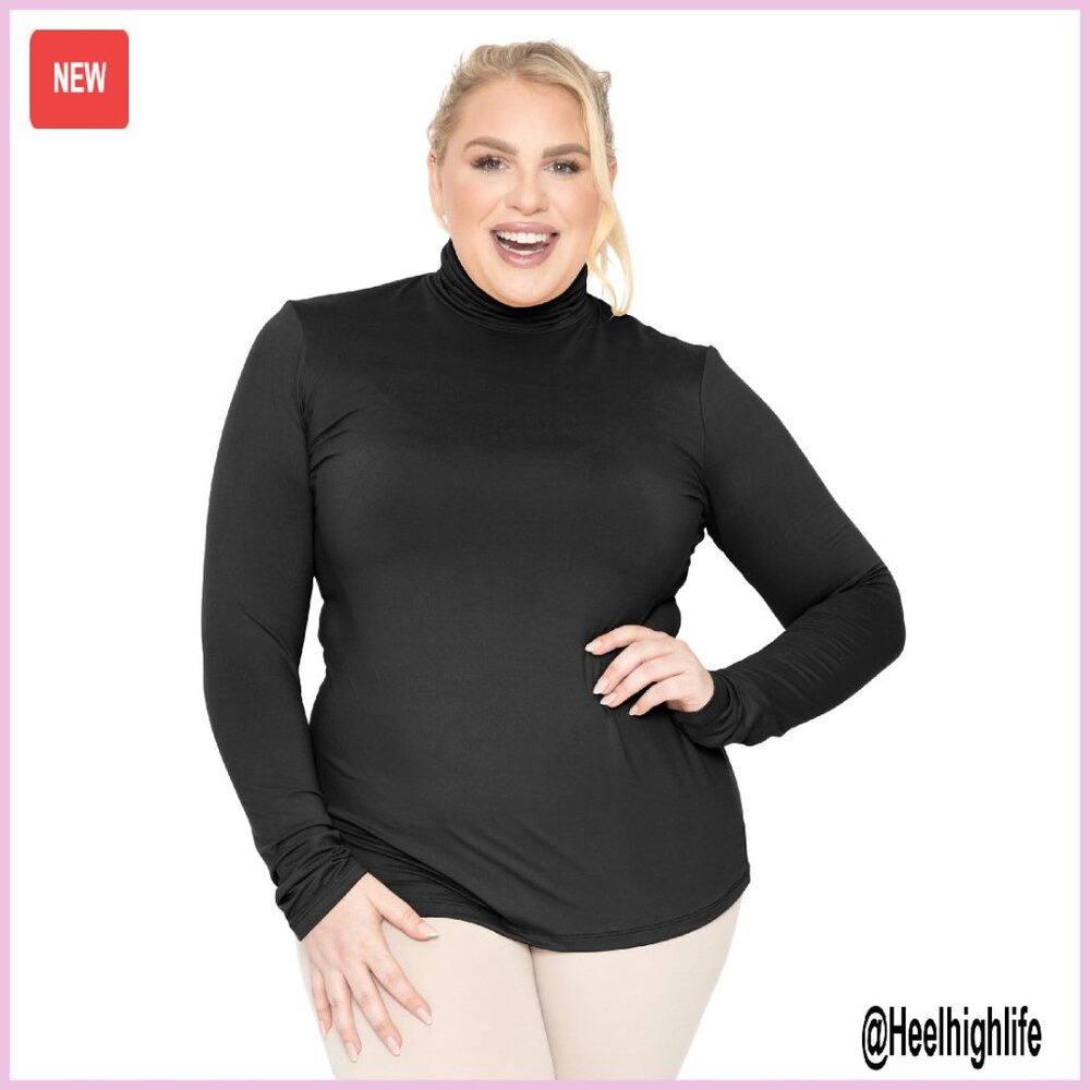 Plus Size Long Sleeve Turtleneck Top Super Soft Stretch Fabric Xl-7x